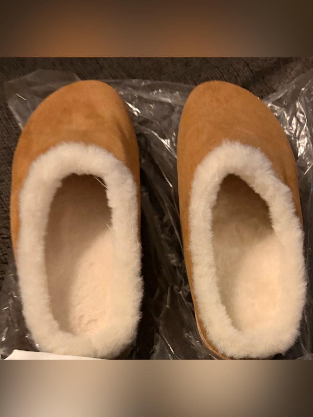 Yoga Chestnut Shearling-Lined Slip-On Slippers